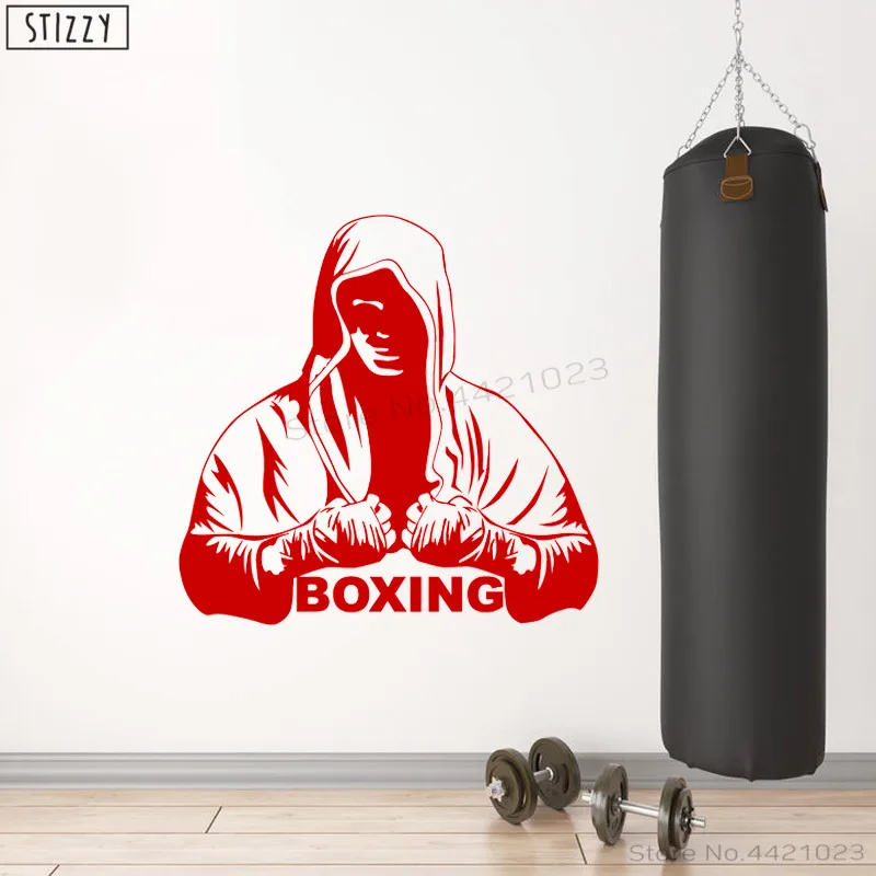 

STIZZY Wall Decal Sport Boxer Fighter Wall Stickers Quotes Boxing Gym Poster Art Mural Boy Bedroom Decor Man Body Modern DIYC256