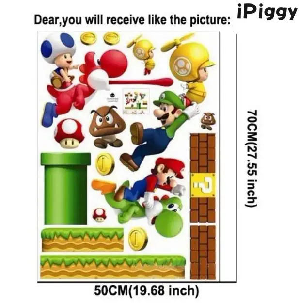 Ipiggy Super Mario Bros домашняя детская наклейка художественная настенная виниловая