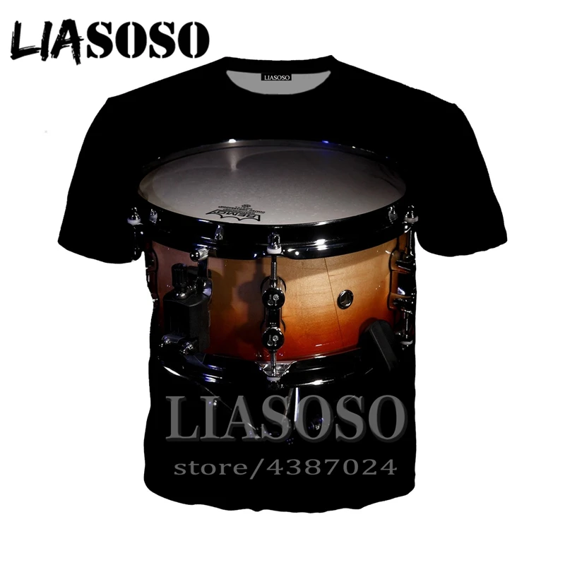LIASOSO, аниме, 3d принт, футболка для мужчин и женщин, модная футболка Harajuku,, набор барабанов, Забавные футболки, короткий рукав, homme, футболка D874