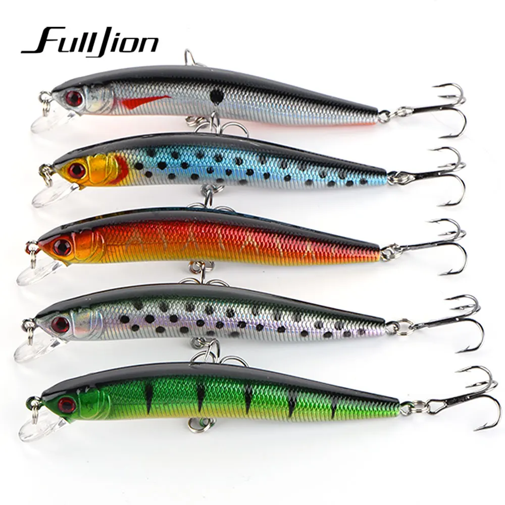 Fulljion 5 قطعة/الوحدة 9.5 cm 8.7g الصيد السحر Wobblers أسماك 6 # السنانير 3D عيون Crankbaits الاصطناعي الطعوم الثابت pesca