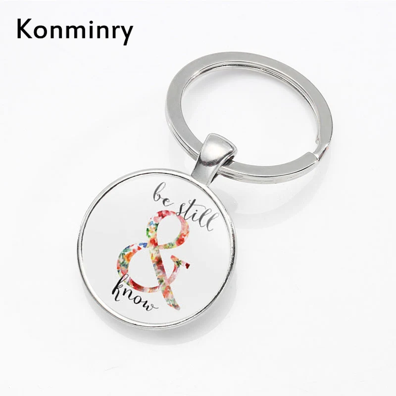 Classic Bible Verse Key Chains Holder Round Glass Pendant God Religious Style Keyring Keychains