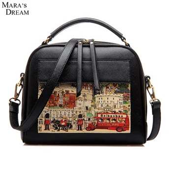 

Mara's Dream 2018 Women Messenger Bag High Quality PU Leather Print Character Double Zipper Women Shoulder Bags Handbag