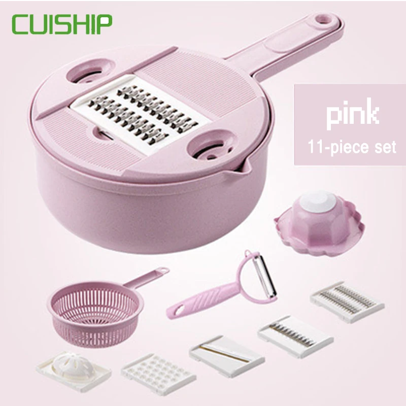 

11pcs/Set Multifunctional Vegetable Fruit Slicer Cutter Set Round Hand Manual Potato Carrot Grater Chopper Kitchen Tool