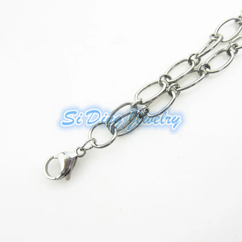 Hot Selling 32 inches stainless steel flat oval link custom chain floating locket chains silver