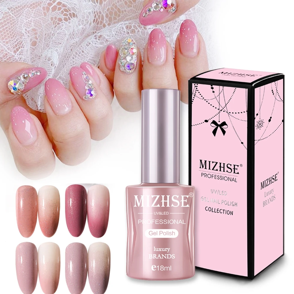 

MIZHSE 18ML UV Gel Nail Polish Rose Gold Glitter Sequins Soak Off UV Gel Varnish Color Nail Gel Polish DIY Nail Art Laquer