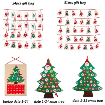 

OurWarm Date 1-24 1-31 Advent Calendar Felt Countdown to Christmas Wall Door Hanging Ornaments Christmas Decoration for Home