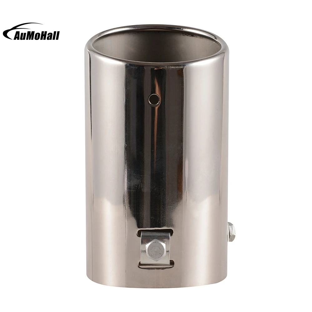 Outside Diameter 7 4cm Universal Fits font b Car b font Stainless Steel Chrome Round Tail