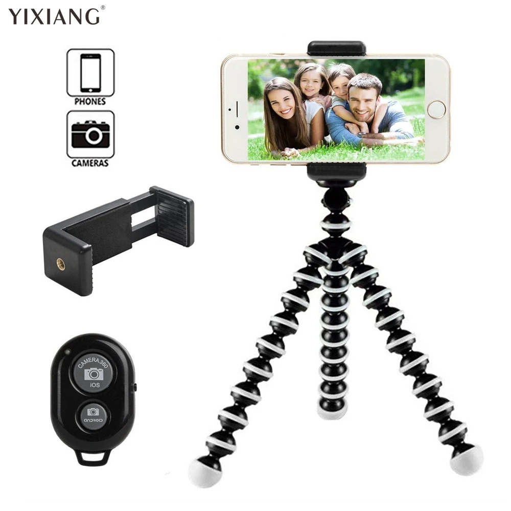 YIXIANG remote control Octopus Mini Tripod Stand with phone Clip Mount For Mobile Gopro Hero SJcam Xiaomi Yi Action camera | Электроника