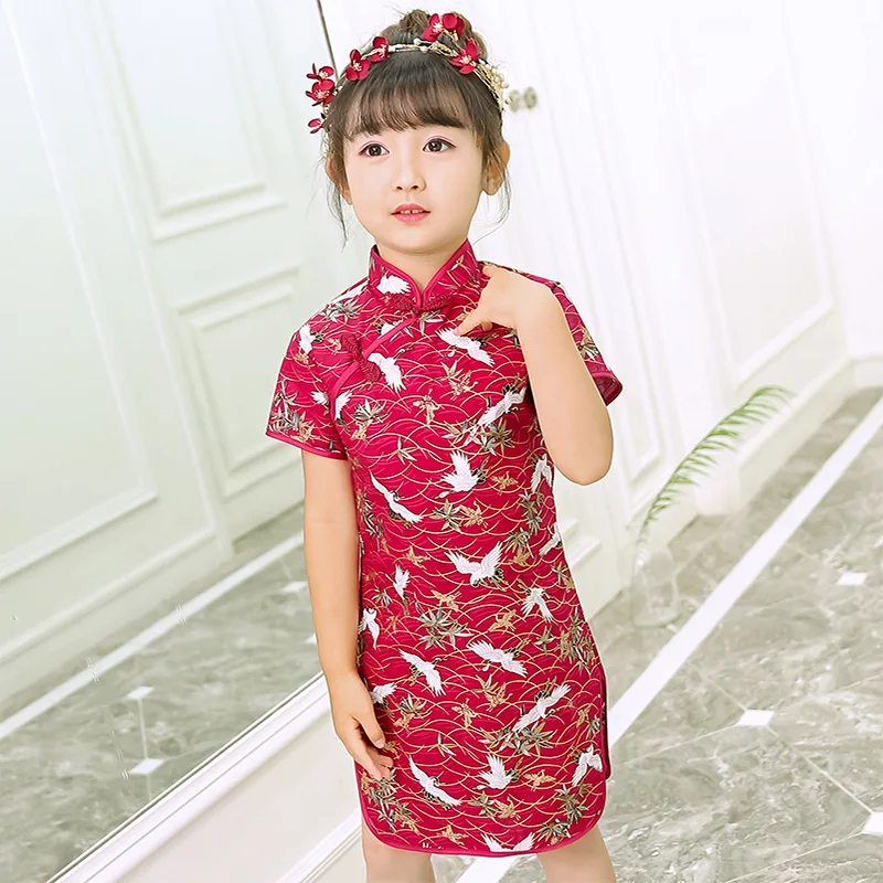 Qipao/платья для маленьких девочек коллекция года, модная новогодняя Детская одежда в китайском стиле Одежда для девочек, Cheongsam платье с цветочным рисунком