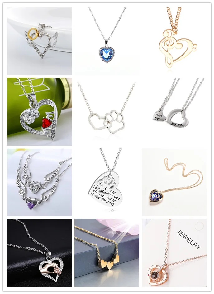 26 Styles Heart Pendant Necklace For Women Girls Jewelry Gift Necklace 2019 Hot Sale 1pc