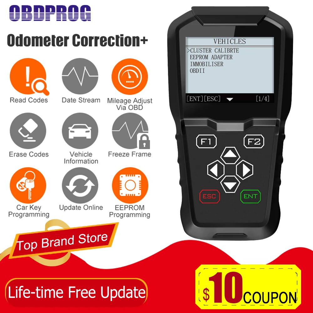 

OBDPROG MT601 Code Reader Odometer Correction Immo Key Programming EEPROM Program Free Update OBD Diagnostic Adjust Mileage Tool