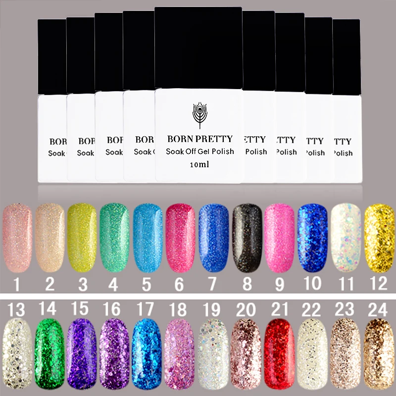 Гель лак Born Pretty для ногтей 6 мл/10 мл 1 бутылка|glitter gel|nail art uv gelnail glue |
