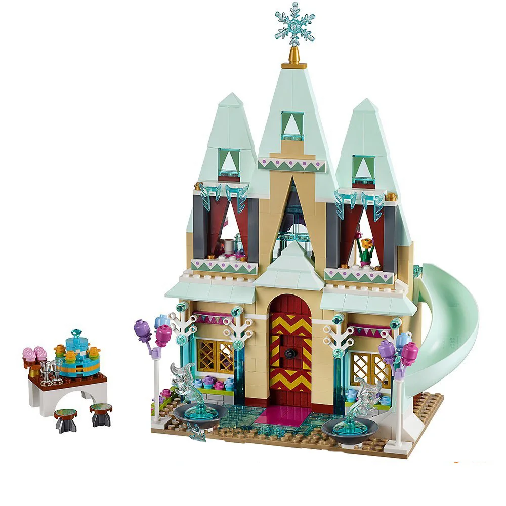 

Girl Friends Elsa Anna Olaf Kids blocks Arendelle Castle Celebration building blocks toys for children