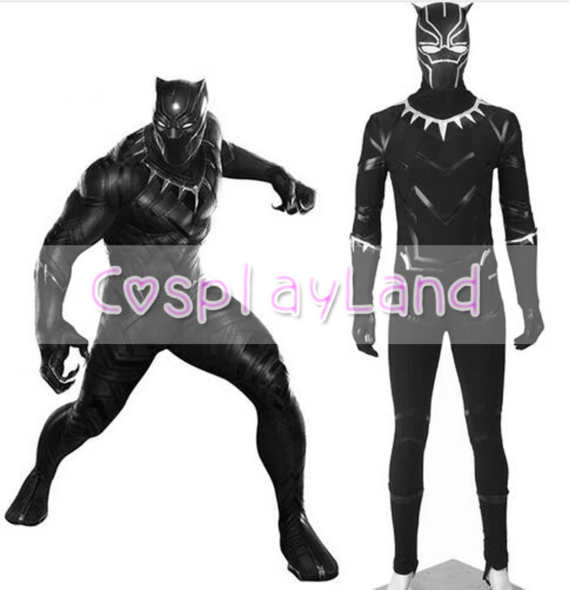 

Black Panther Costumes Adult Halloween Costume Captain America Civil War Black Panther Cosplay Helmet Jumpsuit Black Panther Hat