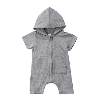 

Cute Cotton Hooded Newborn Baby Kid Boy Girl Romper Zip Baby Boys Short Sleeve Romper Jumpsuit Outfit Clothes 0-24M