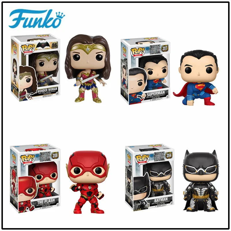 

FUNKO POP Official 1pcs Justice League DC Batman Superman Wonder Woman The Flash Vinyl Doll Model Collection Gift For Movie Fans