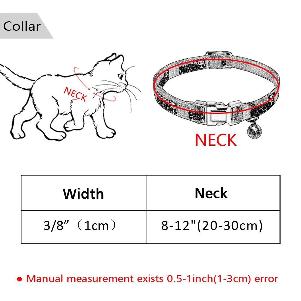 Safety Nylon Cat Dog Collar Lovely Adjustable Breakaway Pet Cat Collars With Bell Fluorescence Pet Cats Kitten Supplies