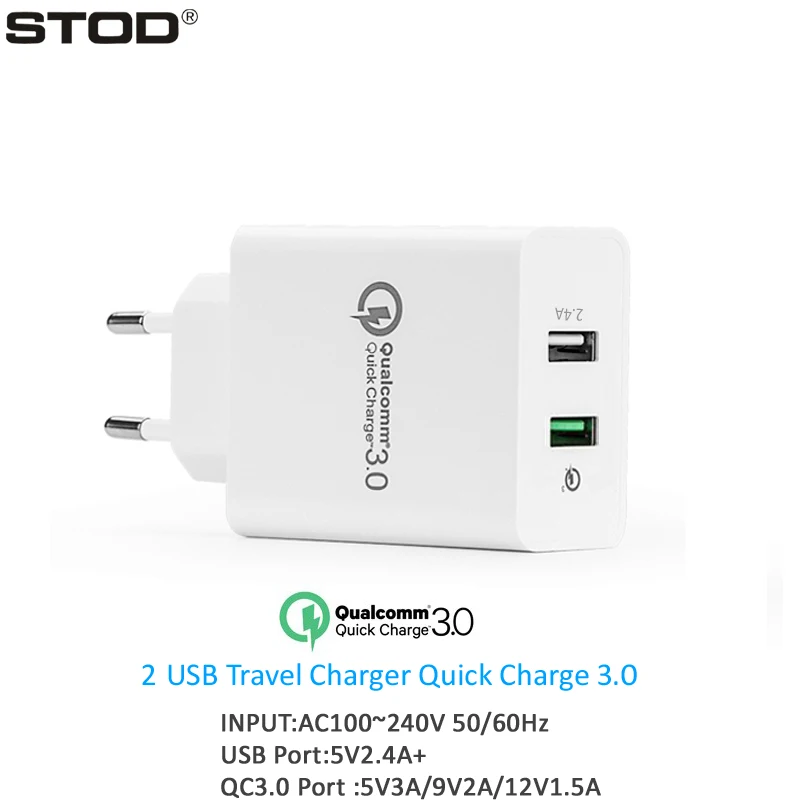 

STOD Dual USB Charger 30W Quick Charge 3.0 2.4A Port For IPhone IPad QC3.0 Port For Samsung S6 Note 4 Edge Nexus 6 Wall Adapter