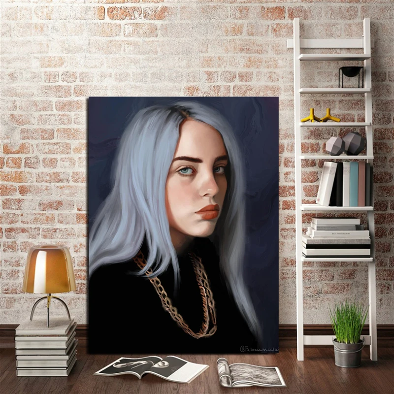 

Billie Eilish Portrait Funny Wallpaper Canvas Posters Prints Wall Art Painting Oil Decorative Picture Living Room Home Decor HD