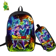 Dragon Ball Супер Broly рюкзак с Гоку 2 шт./компл. школьная сумка для подростков мальчиков и девочек студентов ноутбук рюкзак пенал дорожные сумки