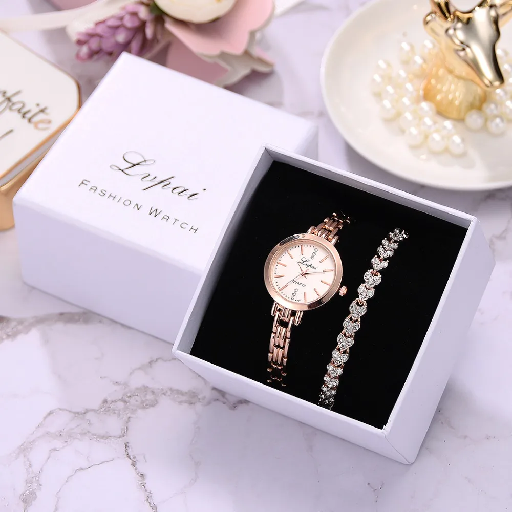 Lvpai Лидирующий бренд, модные женские часы, повседневные кварцевые часы с браслетом из нержавеющей стали, аналоговые часы с бриллиантовым браслетом, роскошные часы