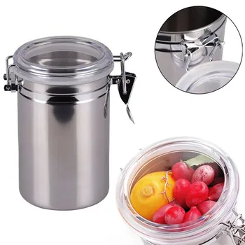 

Multi-function Stainless Steel Kitchen Storage Bottle Beans Jar Sealed Canister Coffee Sugar Tea Storage Bottles