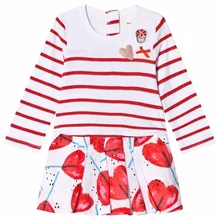 Хлопковое платье с длинными рукавами для девочек