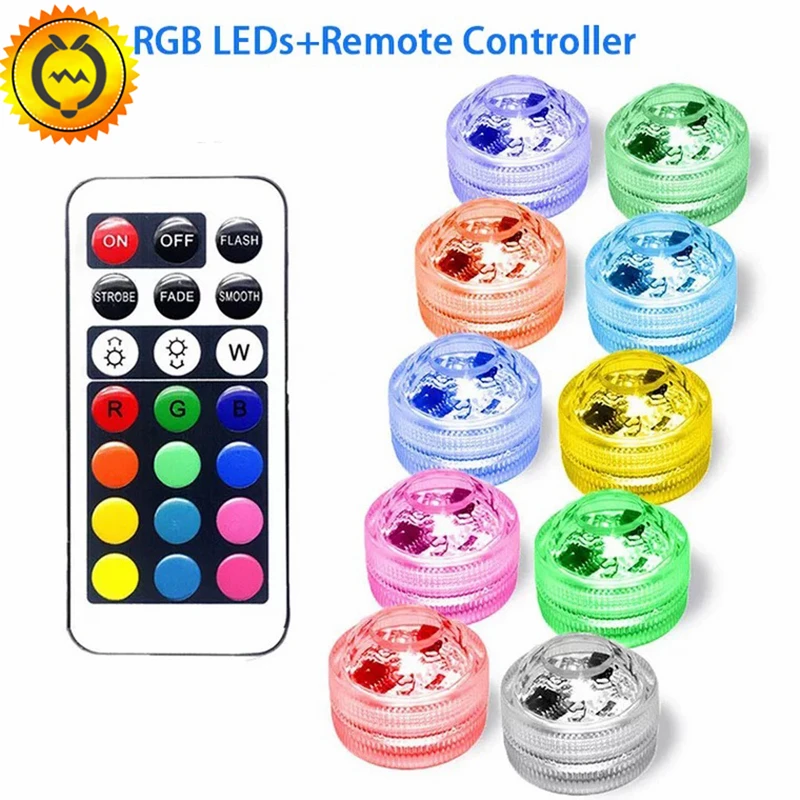 10x Remote Control Waterproof Submersible LED Tea Mini Lights With Battery Christmas Decoration Party Indoor Wedding Table Lamp