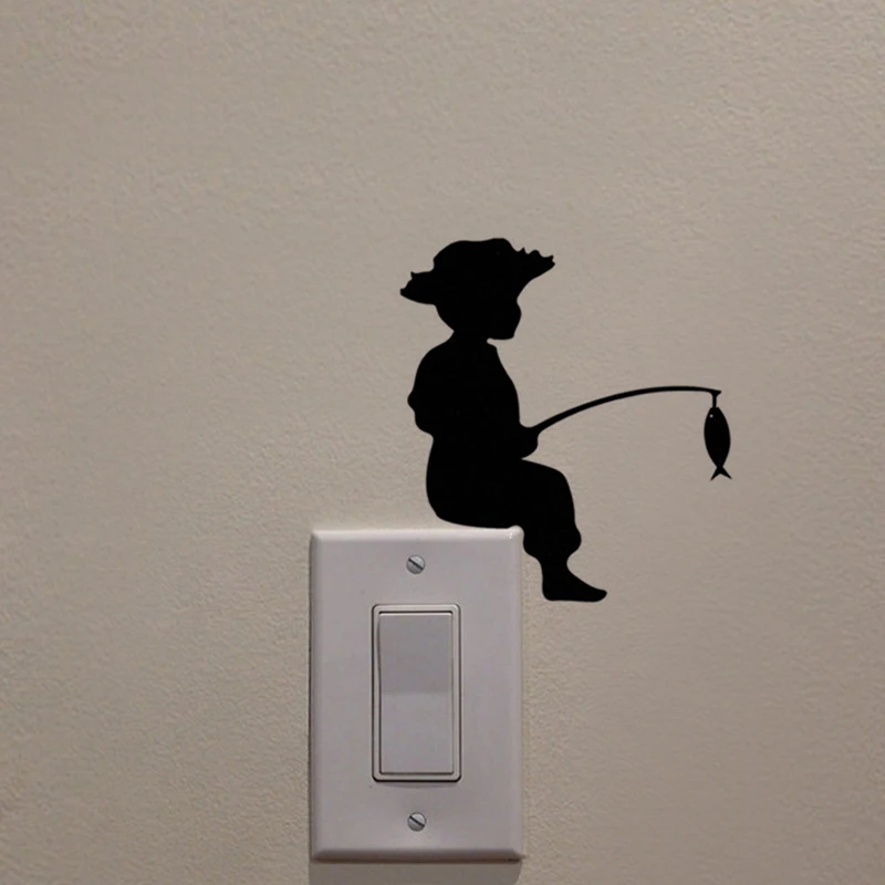 KUCADA Black Creative DIY fishing Switch Wall Stickers Home Decoration Wallpaper JG1904 | Дом и сад