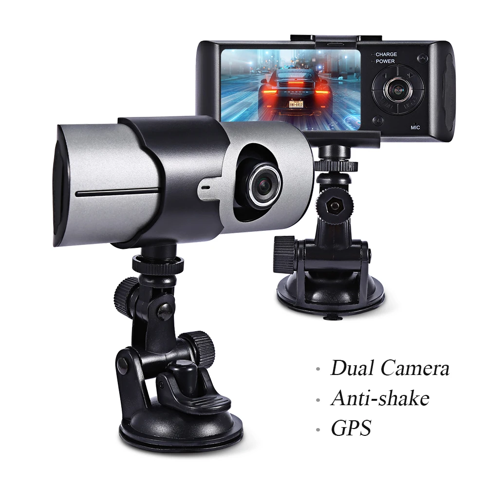 

Dual Camera Car DVR R300 with GPS and 3D G-Sensor 2.7" TFT LCD X3000 Cam Video Camcorder Cycle Recording Digital Zoom hot sale