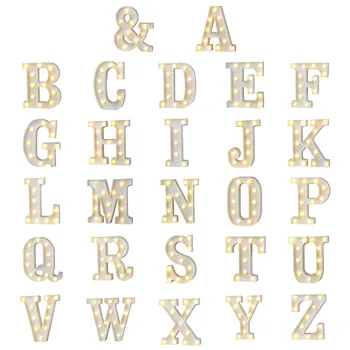 

White Plastic Letter LED Night Light Marquee Sign Alphabet Lights Lamp Home Club Outdoor Indoor Party Wedding Home Decoration