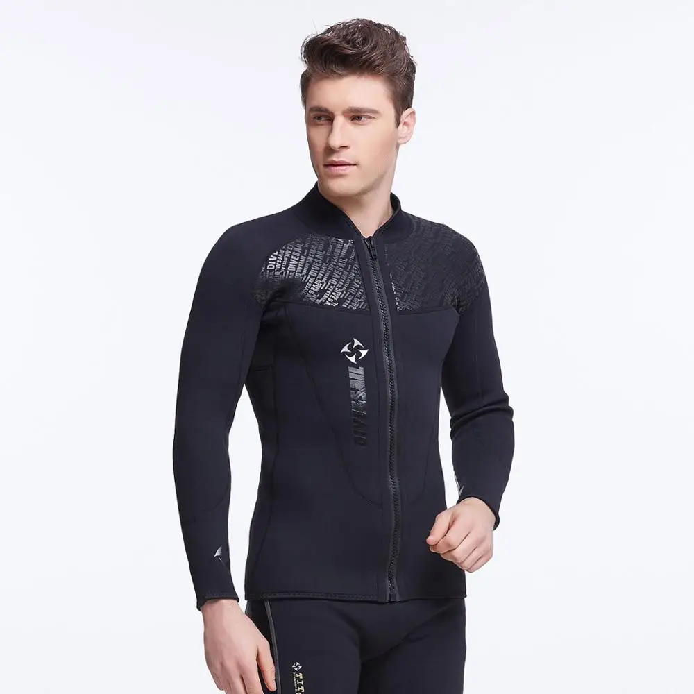 Неопреновая куртка гидрокостюм топ черная передняя молния для мужчин 3 мм/2 мм/1 мм с капюшоном короткие штаны длинные штаны - Цвет: WDS4135