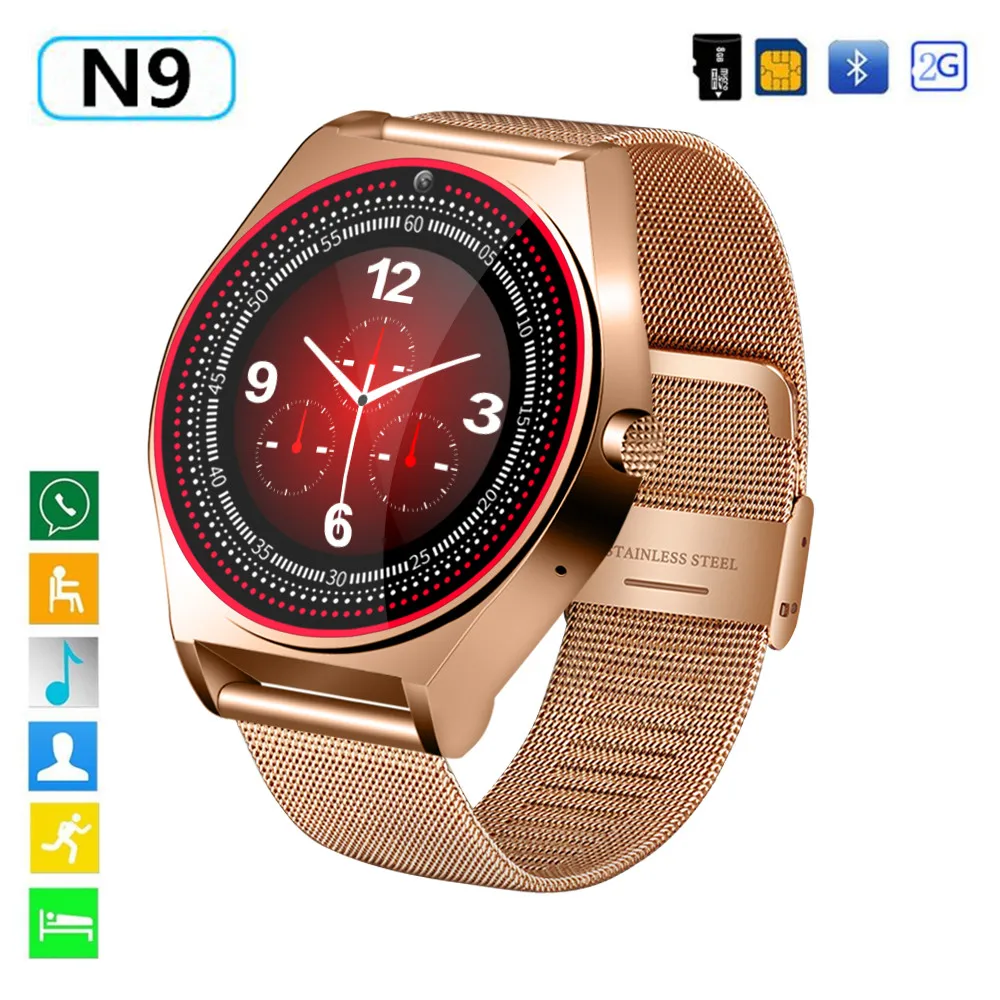 

N9 Bluetooth 3.0 Fashion Smart Watch Men Women Support SIM Card Pedometer with Camera Sleep Tracker Smartwatch for Android IOS