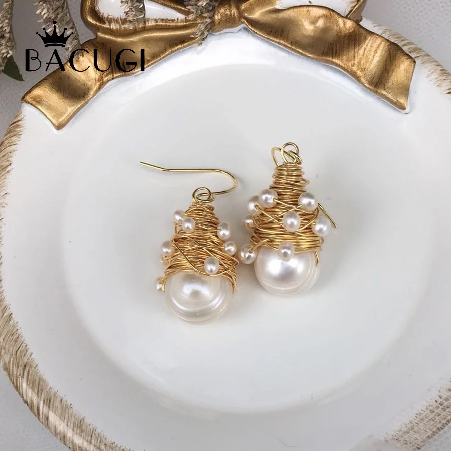 

Baroque Oval Shape Natural Freshwater Pearls Earrings Special For Women Fine Jewelry