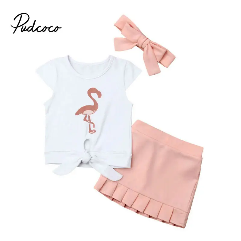 

Summer Toddler Kid Baby Girl Summer Tank Top Tassels T-shirt+Short Skirts+Headband Outfit 3pcs Set Clothes 1-5T