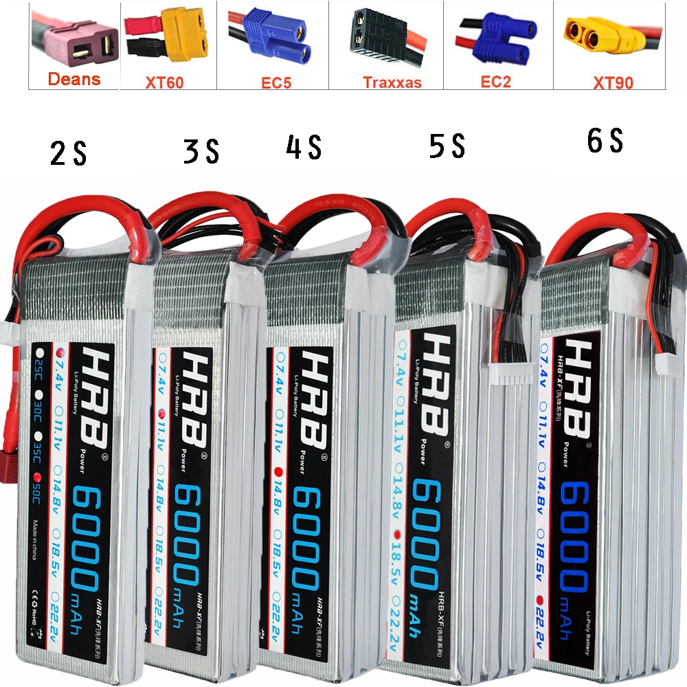 HRB FPV 450 500 мАч 50C 100C 2S 3S 4S 6S LiPo аккумулятор 6000 В 7 4 11 1 14 8 в 18 5 22 2 для радиоуправляемых