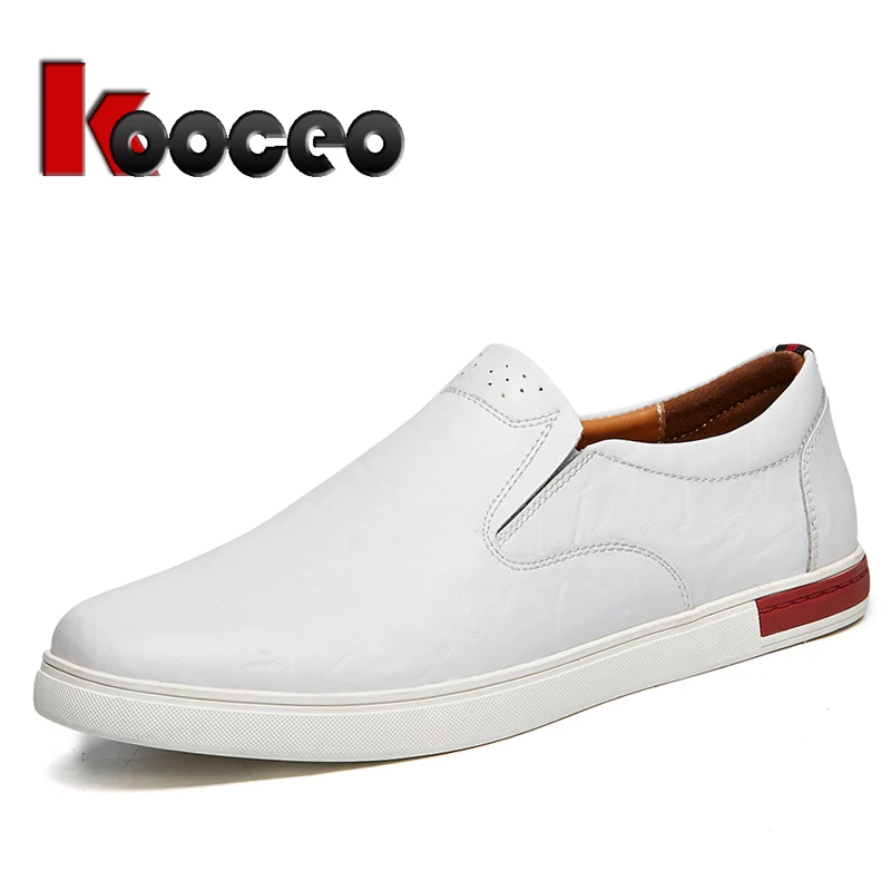 

Men's Loafers Flats Skateboarding Shoes For Men Leather Low-top Slip On Fashion Flat Round-toe Casual Driving Shoe Light Spring