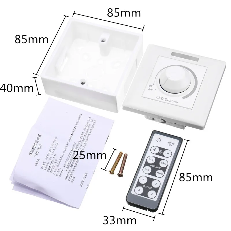 Smuxi LED Dimmer Max 150W With 12 Keys IR Remote Control Wall Dimmer Switch For Dimmable Light Lamp Bulb AC 110V/220V