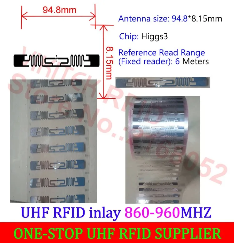 Чужой 9640 UHF RFID сухая инкрустация 860-960 МГц Higgs3 915 м EPC c1g2 ISO18000-6C, может использоваться для RFID тегов и этикеток