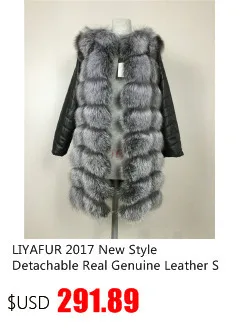 LIYAFUR стенд пальто с воротником из натуральной Silver Fox Мех животных длинные зимние теплые пальто куртка для женщин роскошн