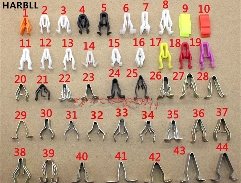 

HARBLL 44PCS Auto Audio CD DVD Navigation Panel Center Console Dashboard Plastic Fastener Rivet Set Metal Buckle For All Cars