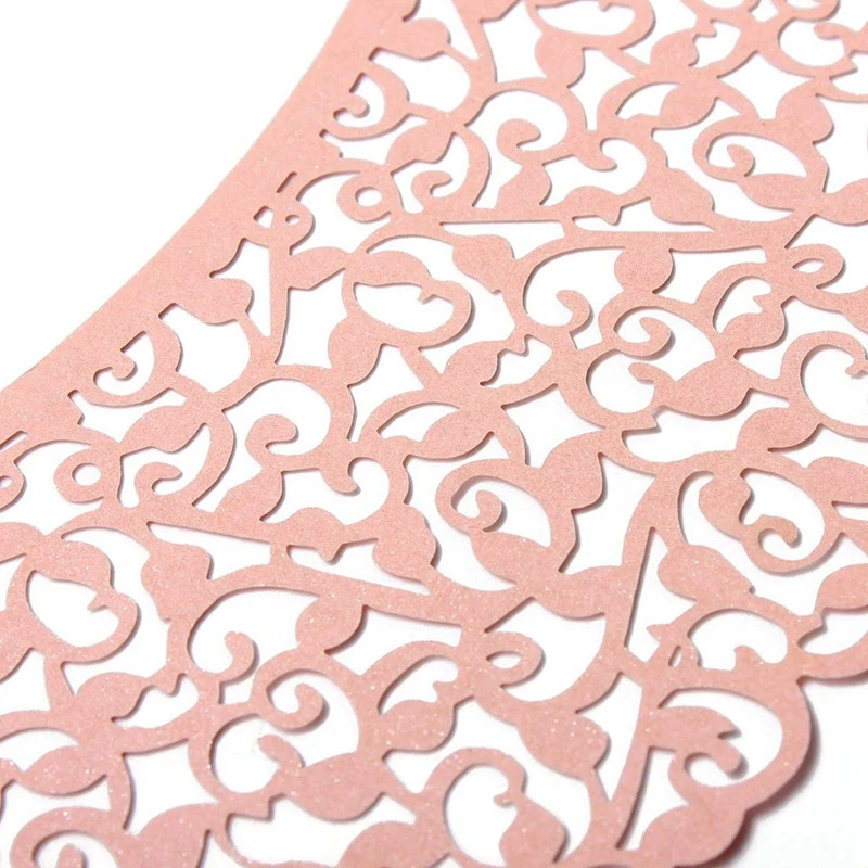 24X филигранная лоза Торт обертки для кексов обертки Чехлы украшения для свадьбы дня рождения золото и розовый