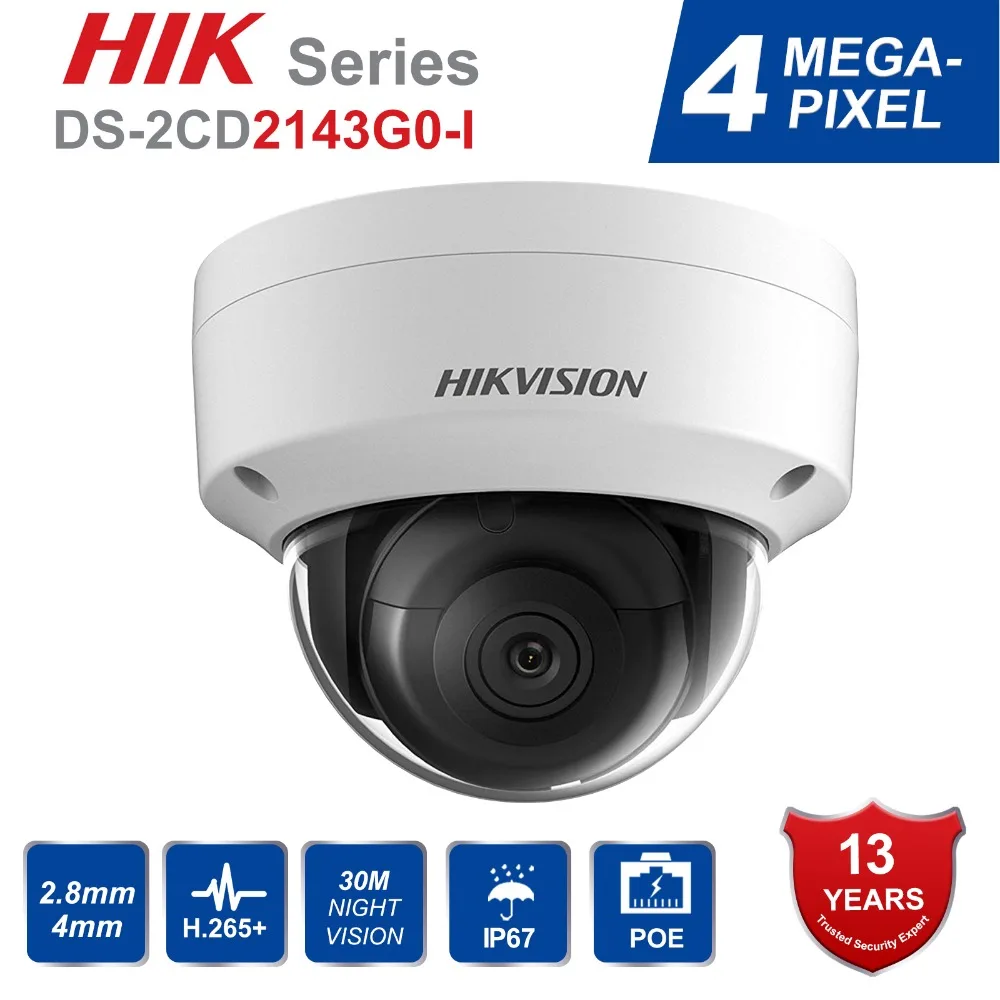 

Hik Original Dome IR Fixed Network Security Night Version CCTV IP Camera DS-2CD2143G0-I IP67 4MP CMOS with SD Card Slot