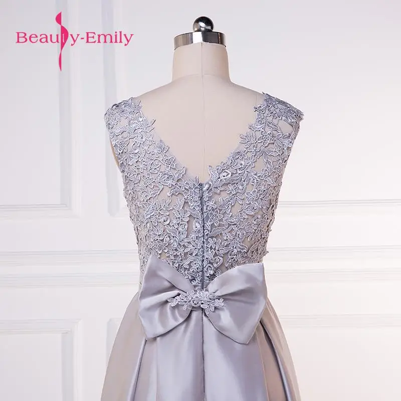 Beauty-Emily vestido de noche ТРАПЕЦИЕВИДНОЕ ПЛАТЬЕ для матери невесты платье для свадьбы выпускного платья на молнии с бантом для торжественных случаев