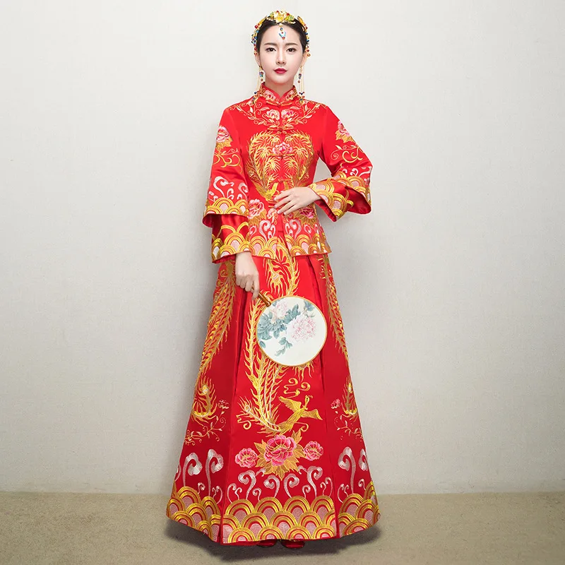 Традиционный китайский свадебное платье новые женские длинные Cheongsam винтажный китайский халат платья для женщин Красный халаты Oriental