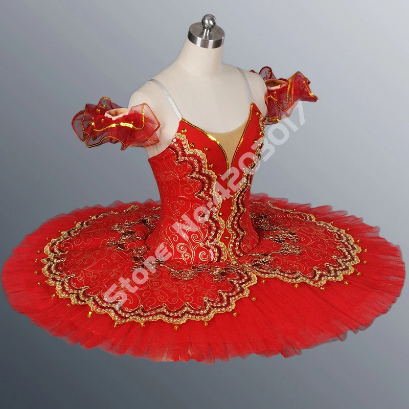 Взрослых Для женщин золотой вышивкой профессиональные балетные пачки красный блин одежда для бальных танцев Балетки танцевальные костюмы