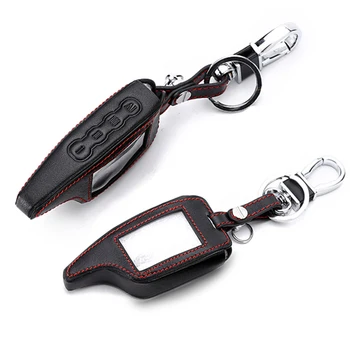 

Leather Alarm Remote Keychain Case for Scher Khan For Scher-khan Magicar 5 6 M5 M6 Cover Holder