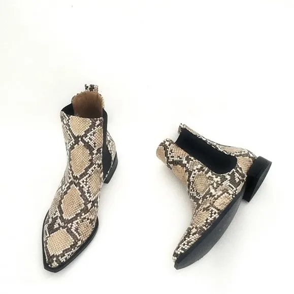 Pionted Dedos Serpiente De As Mujer Bajos Patrón Botas Cuero Tacones 2018 Bota Zapatos Botines Pic Feminina 0fBq8ww
