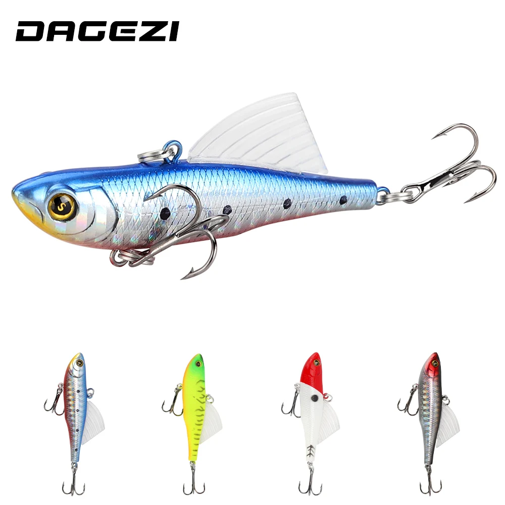 

DAGEZI VIB Fishing Lure 4 colors Artificial Bait 6.8cm/13g Hard Fishing Bait Squid bait With Fins Crankbait Fishing Tackle Pesca