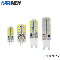 KARWEN 20 шт G4 G9 светодиодный лампы DC 12 V AC 220 V SMD3014 2835 3 W 5 W 7 W 9 W галогенная лампа 360 Угол луча G4 Рождество светодиодный лампы